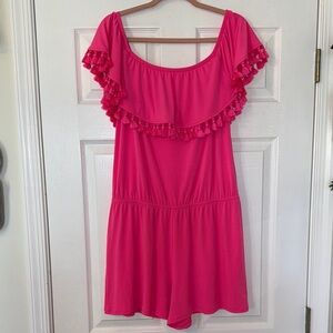 Lilly Pulitzer Off the Shoulder La Fortuna Pink Romper